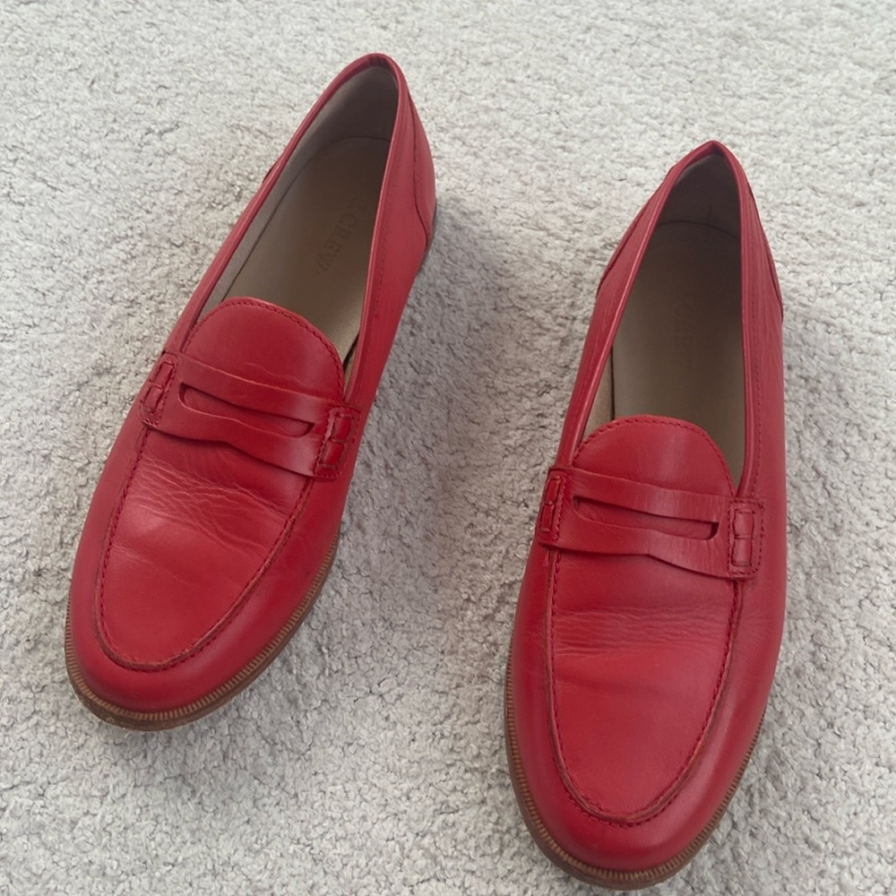 Jcrew red leather women’s loafers size 9-1/2